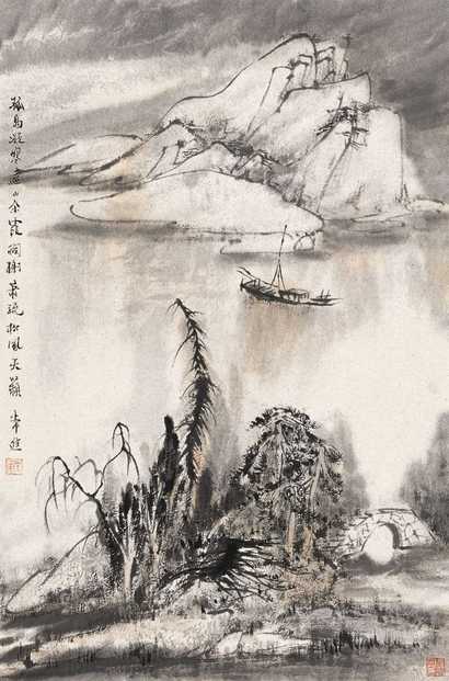 常进 山水 镜心